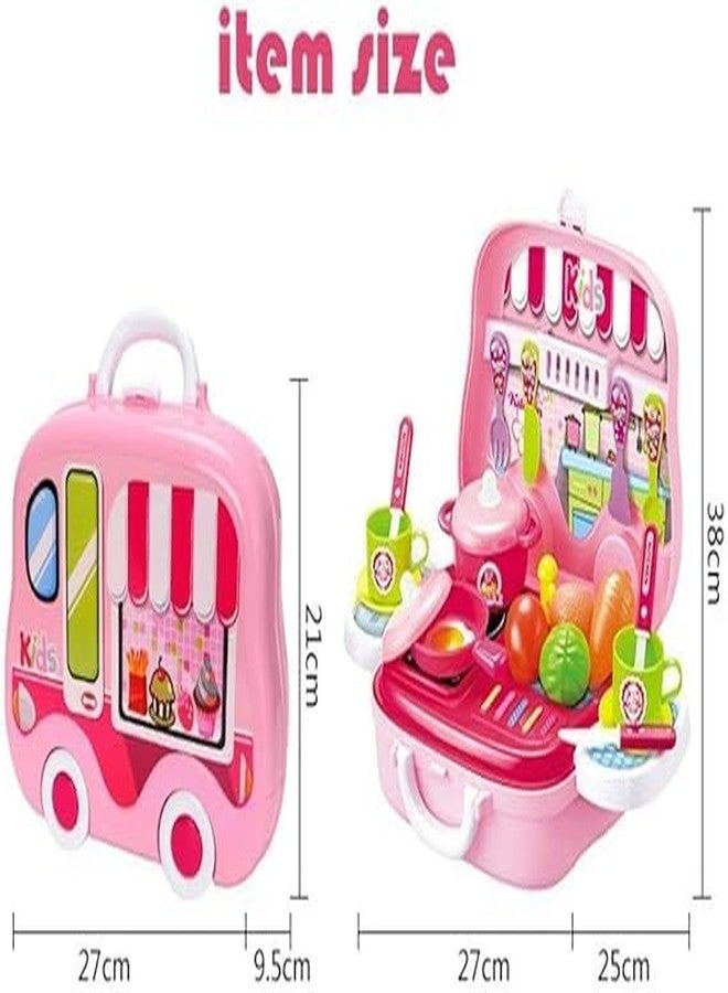 plutofit Kitchen Food Play Set with Wheel Suitcase, 26 Pieces, Stickers, Pretend Cooking Toys, Multicolor - Image 3